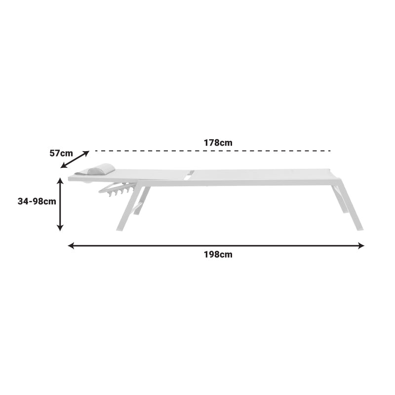 Шезлонг Kiara алуминий бяло-бежов текстил