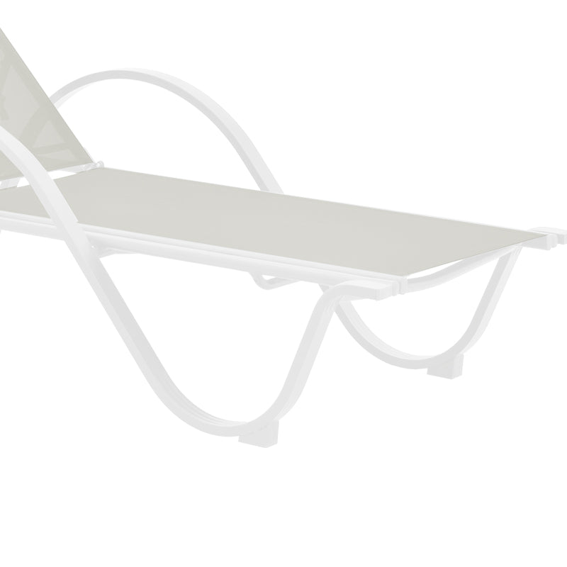 Шезлонг с подлакътници Attain бял алуминий и текстил в бежов цвят 191x64x32см