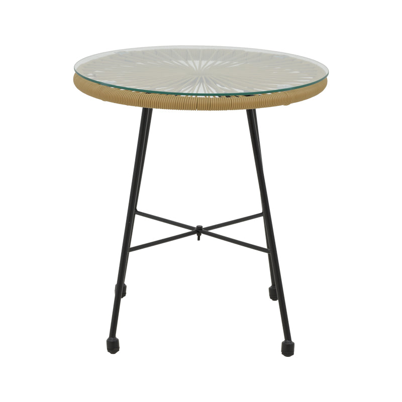 Acapulco маса черен метал - пе ратан в естествен нюанс D50x50см