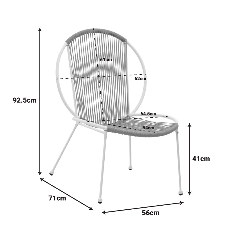 Елегантен стол метал бял- pe естествен 64.5x74.5x76см