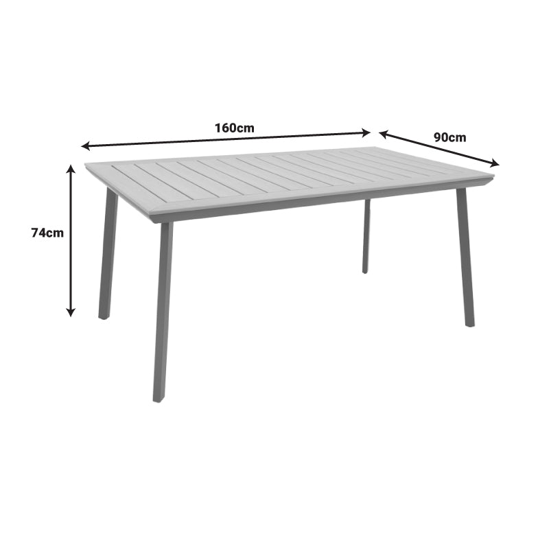 Маса Griffith черен алуминий и синтетична дървесина в естествен нюанс 160x80x74см