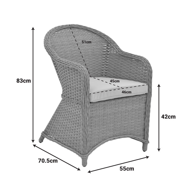 Градинско кресло Hadrian ратан кафяв- възглавница бежова 57x70x85см