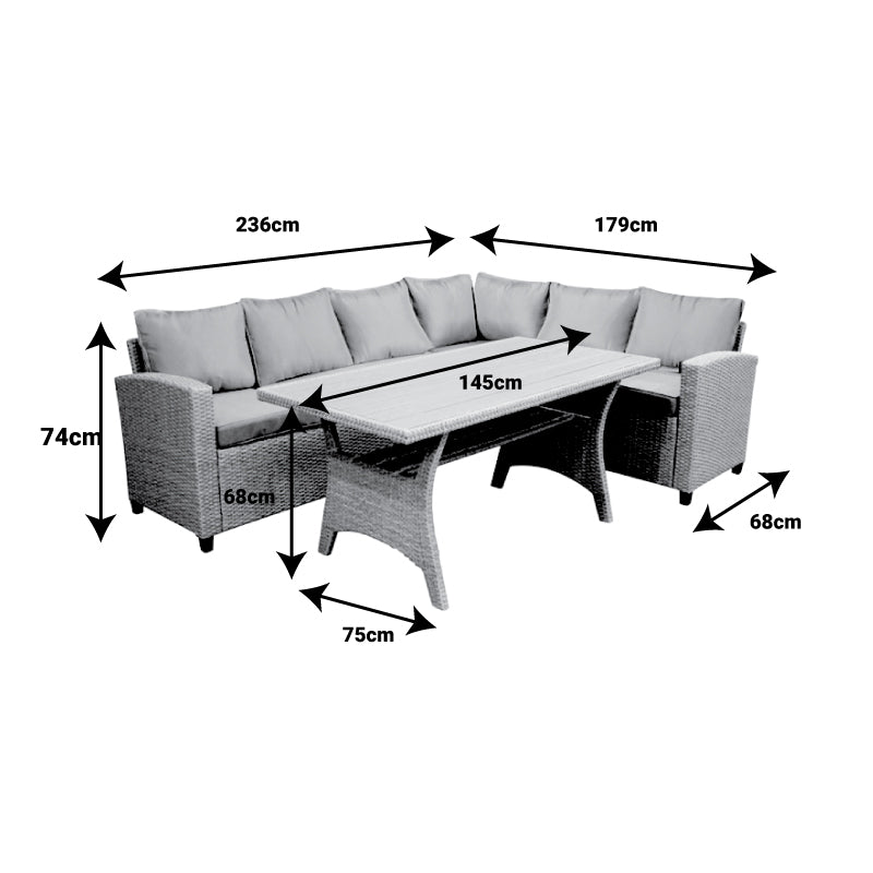 Комплект Lounge Flashy от 3 части диван 236/179см с маса 145/85/68см антрацит