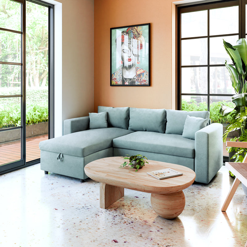 Ъглов диван двулицев Lilian плат зелена мента 225x148x81см