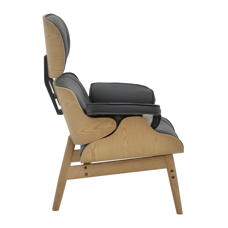 Релакс фотьойл Mirto масивно дърво орех-PU черно 80x80x96.5cm