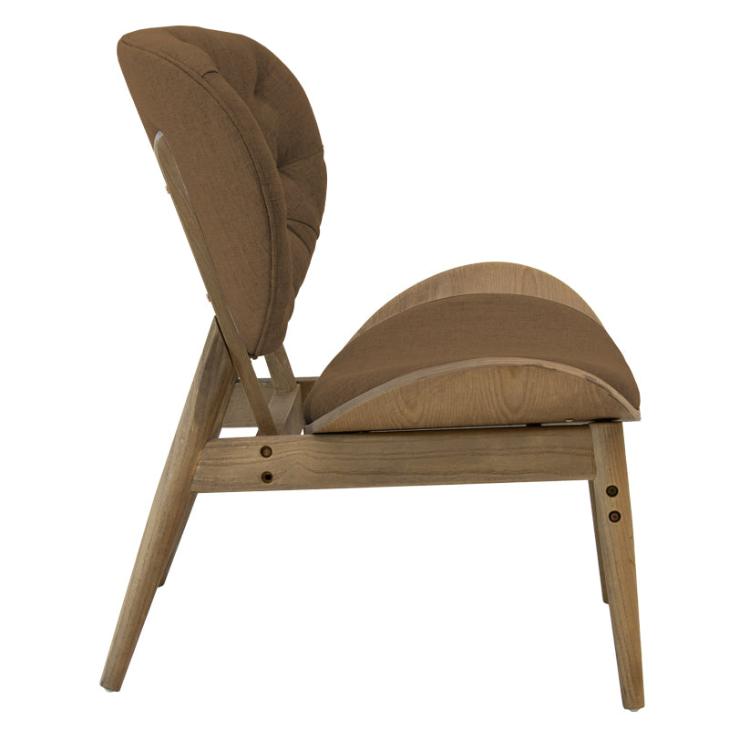 Релакс фотьойл Udalle масивно орехово дърво-кафяв плат 77x70x82см