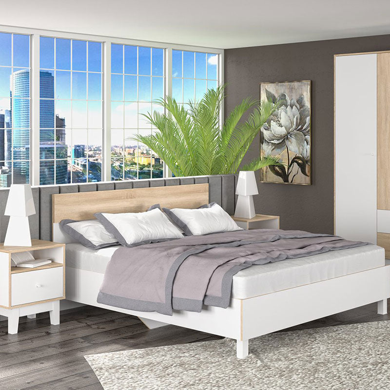 Двойно легло Awell цвят сонома-бяло 160x200см