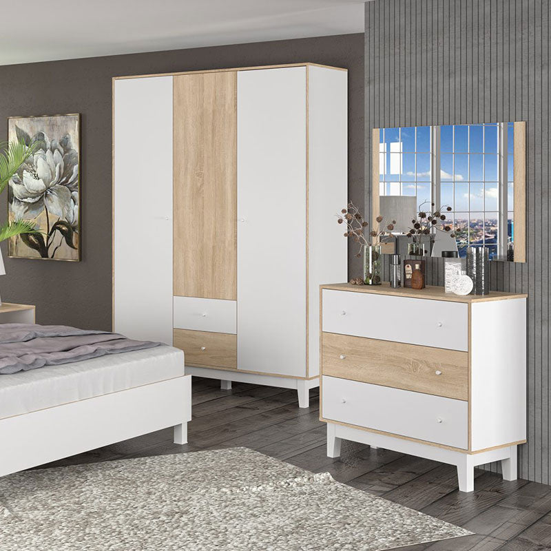 Гардероб Awell 3 врати цвят сонома-бял 153.5x54.5x216см