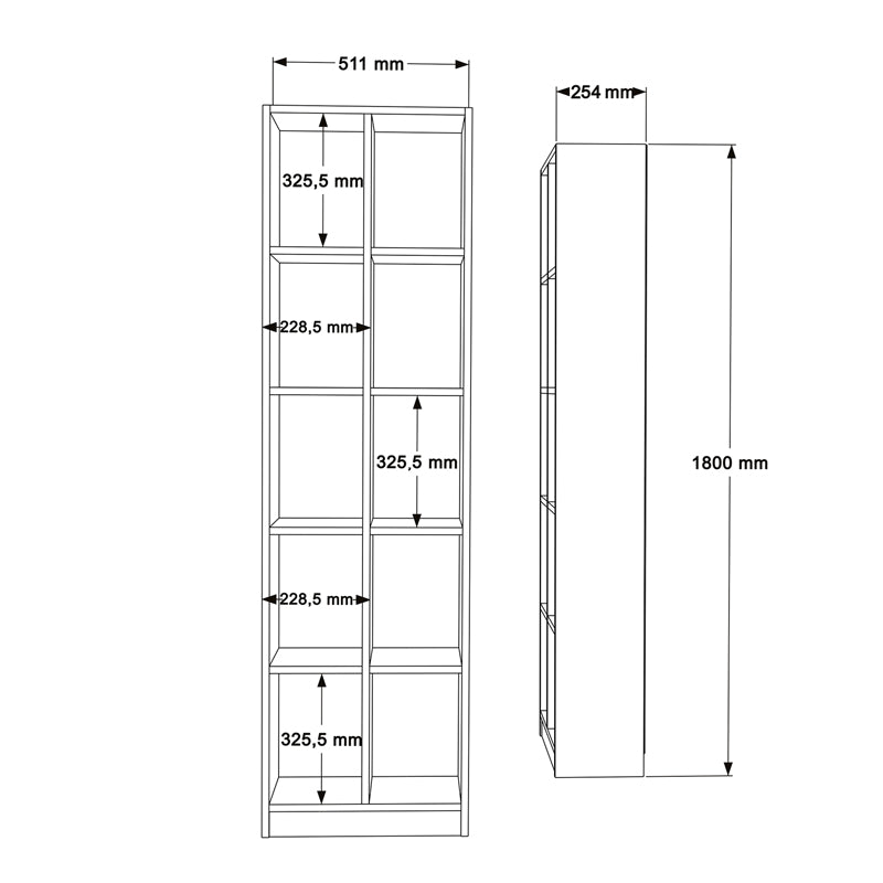 Библиотека Oteca бял цвят 51.1x25.4x180см