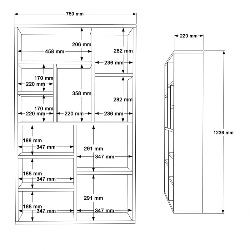 Етажерка Boteca естествен антрацитен нюанс 75x22x123.6cм