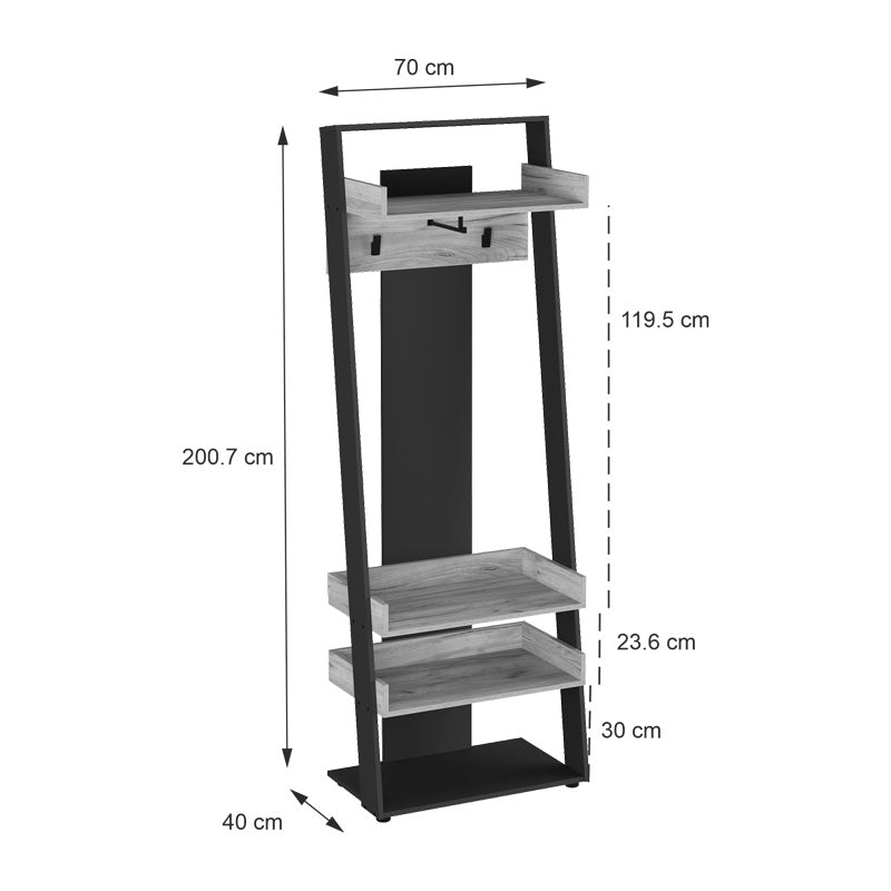 Антре sciove в нюанс антрацит-натурален 70x40x200см