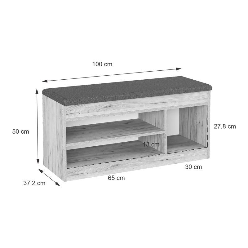 Мебели за антре - табуретка /стелаж за обувки Oriental в нюанс дъб 100x37.2x50см