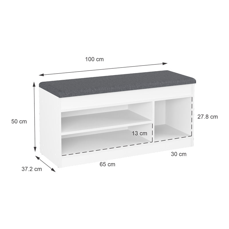 Мебели за антре стелаж за обувки с място за сядане Oriental в бял нюанс 100x37.2x50см