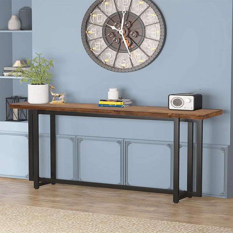 Конзола Dice масивна борова дървесина орех-черна 150x30x90cm