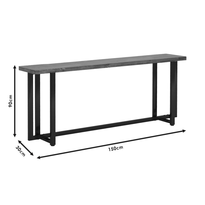 Конзола Dice масивна борова дървесина орех-черна 150x30x90cm