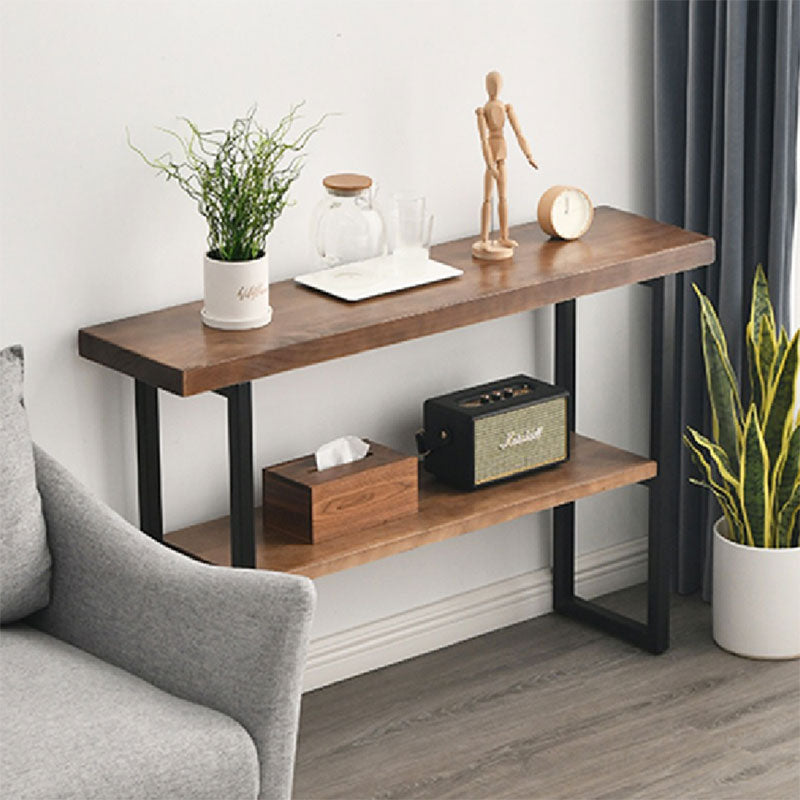 Конзола Nore масивно дърво 35mm орех-черно 79x29x85cm