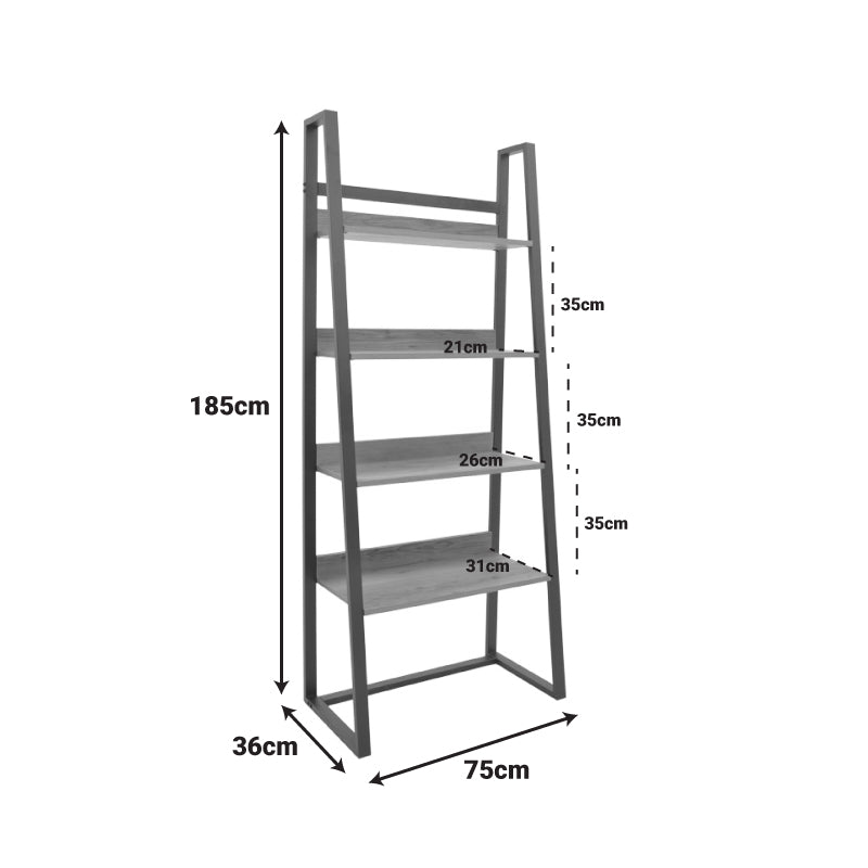 Етажерка Ryder орех-черна 75x36x185см