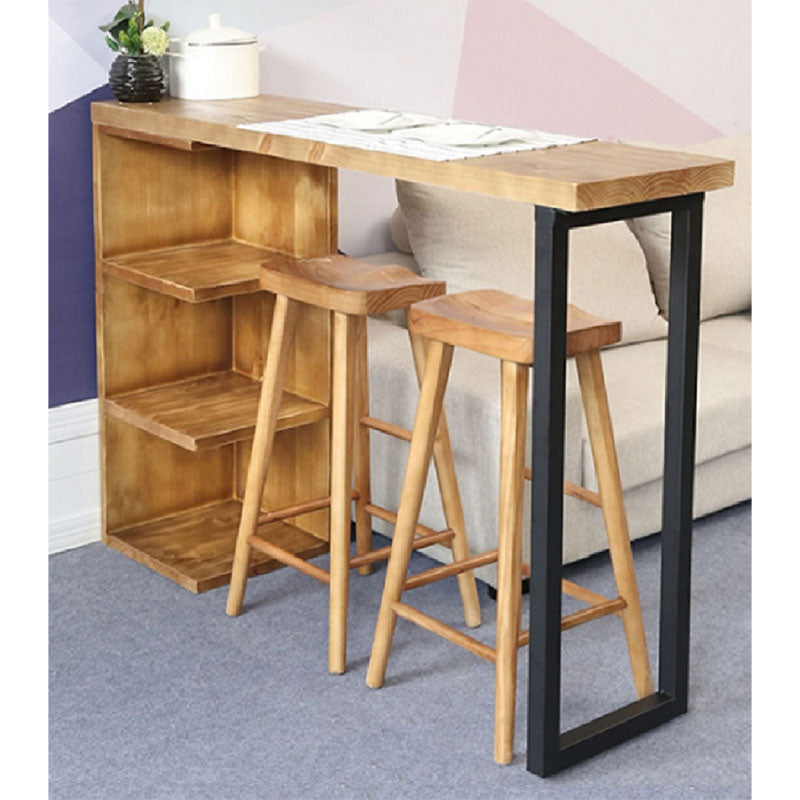 Бар маса Collins естествена борова дървесина 35mm естествено- черна 139x29x90cm