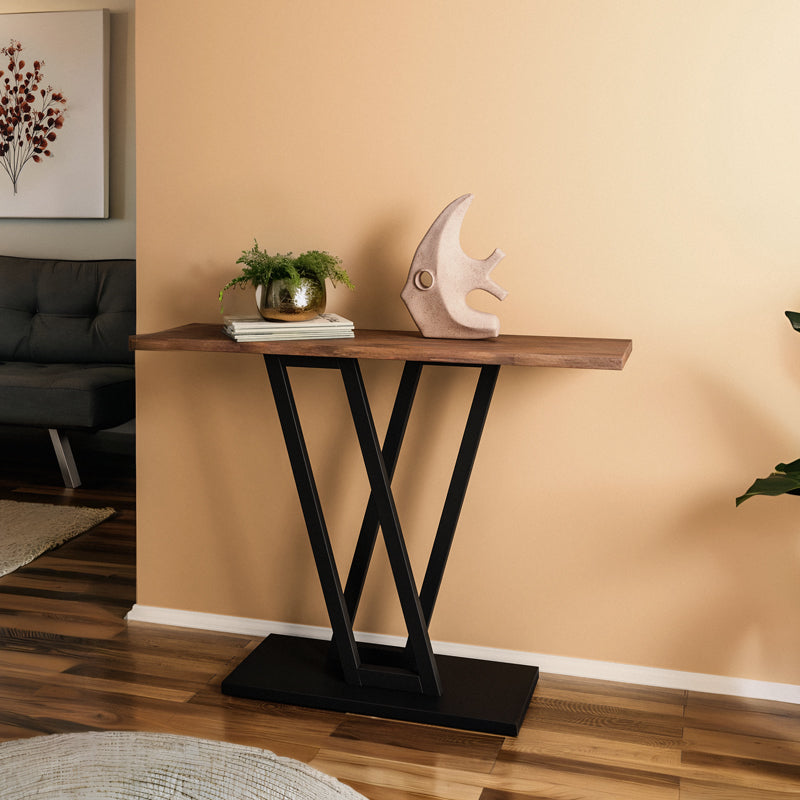 Конзола Wirmo орех meamine-черен метален крак 110x30x80cm