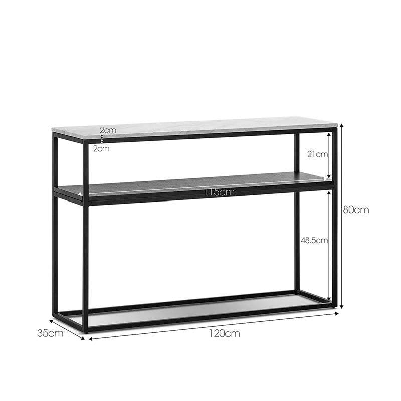 Kонзола CastelI във вид на бял мрамор - черен метал 120x35x80cm