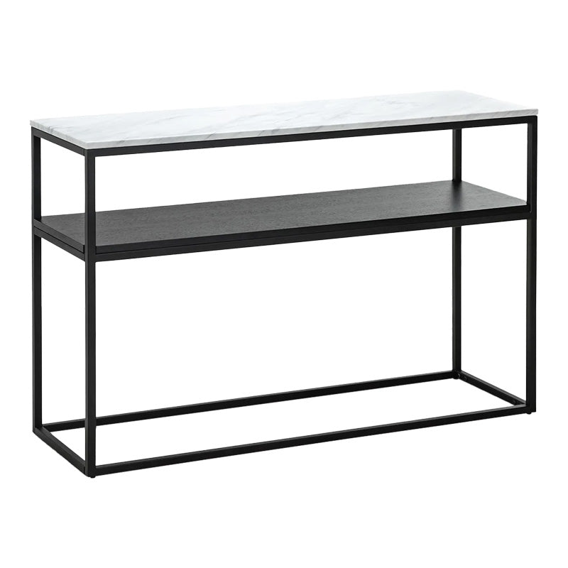 Kонзола CastelI във вид на бял мрамор - черен метал 120x35x80cm