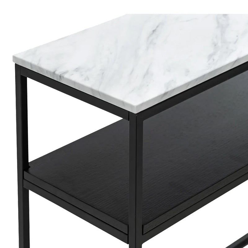 Kонзола CastelI във вид на бял мрамор - черен метал 120x35x80cm