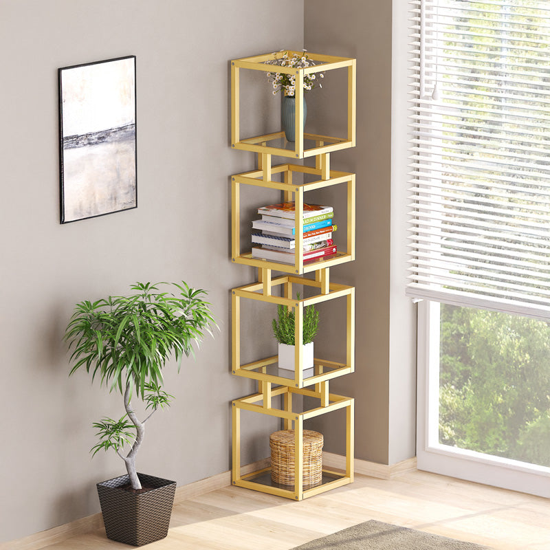 Метален подов рафт Kubo златен нюанс 30x30x150см