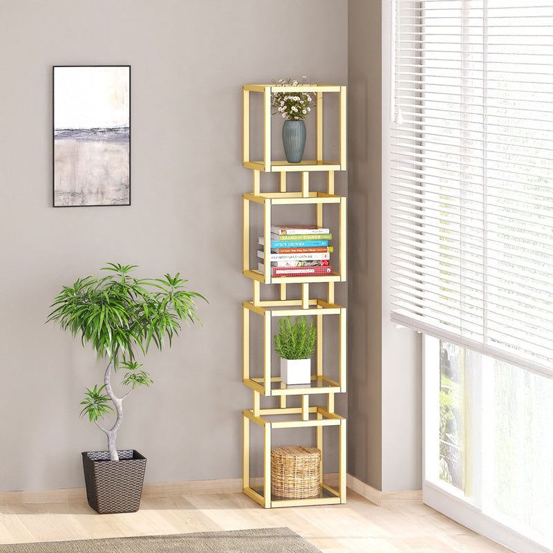 Метален подов рафт Kubo златен нюанс 30x30x150см