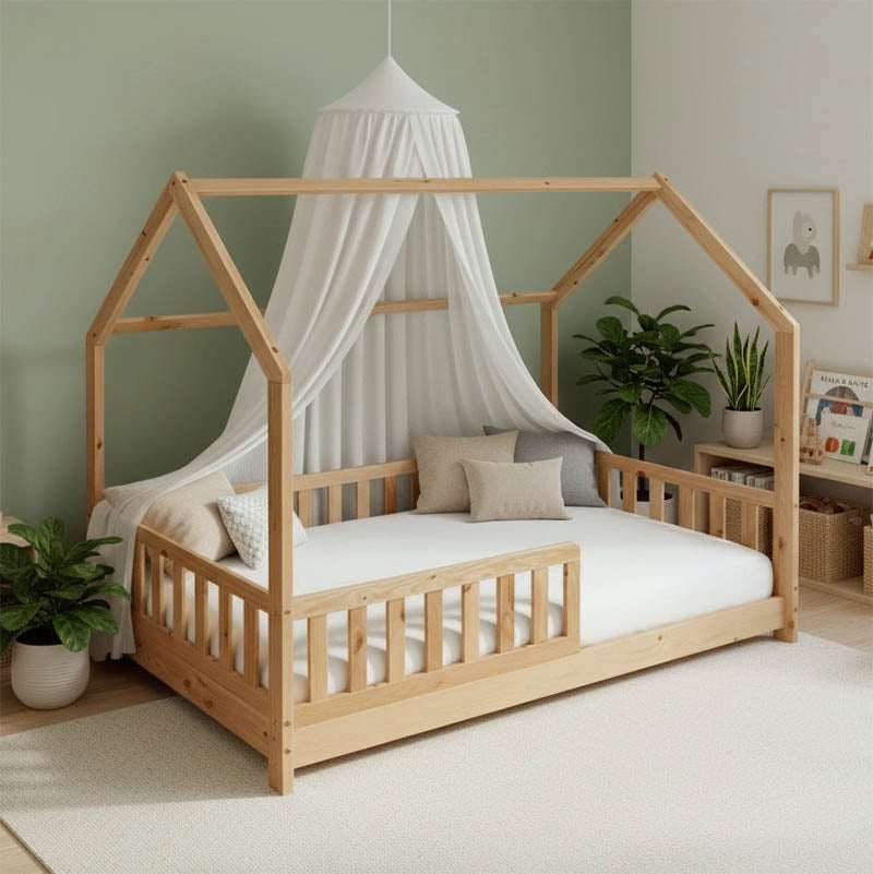 Детско легло Sleepy тип Montessori цвят натурал 90x190см