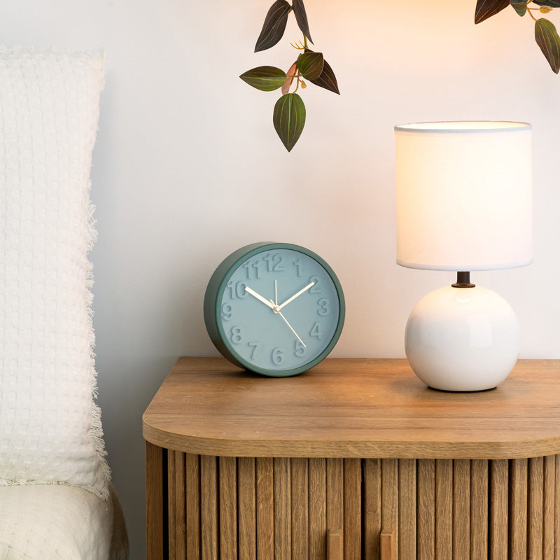 Настолна лампа PWL-1210 E14 60W керамика в цвят бял гланц D13x25cm