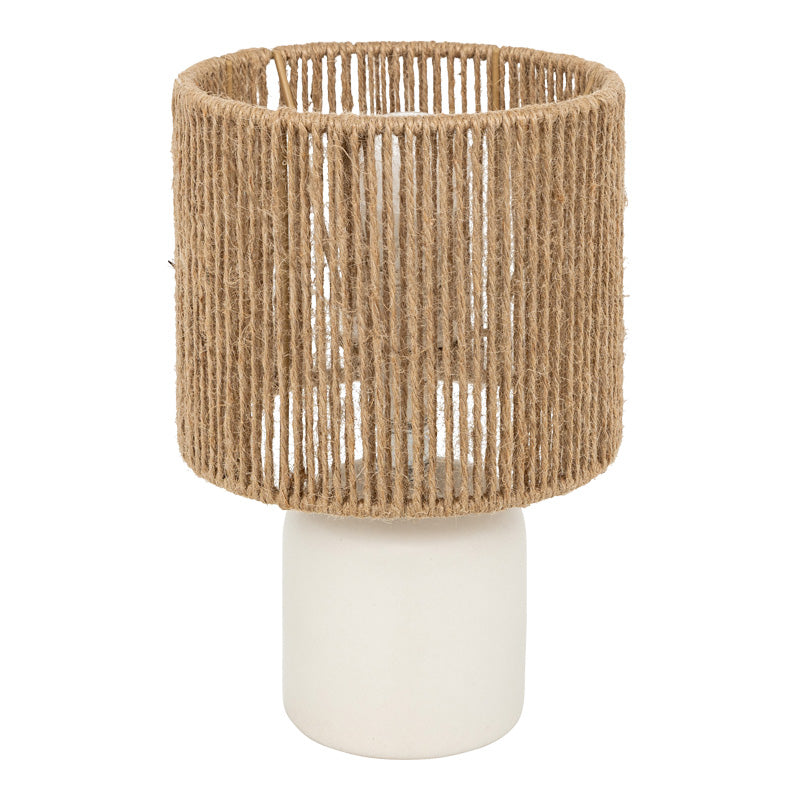 Настолна лампа leyda керамика в бяло-натурален цвят d16x24см