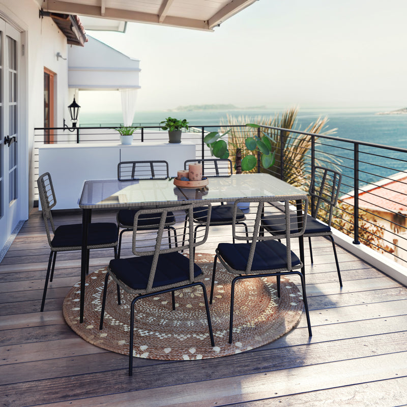 Трапезен комплект Naoki 7 бр. метал/черен с маса 160/90см