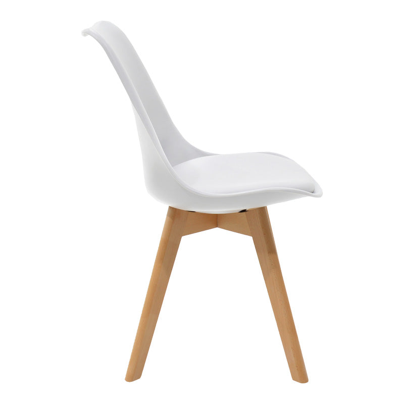 Комплект трапезна маса balou-gaston от 5 mdf и pp в бяло-натурален нюанс φ100x73см