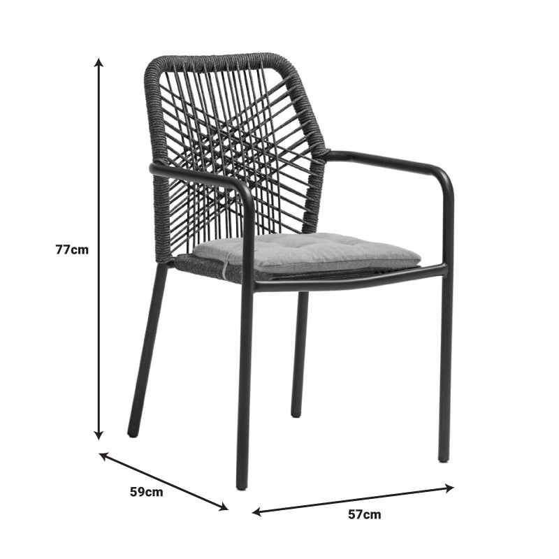 Комплект Kliton-Kherson от 3части с маса 80x80x74см и столове алуминий в нюанс антрацит