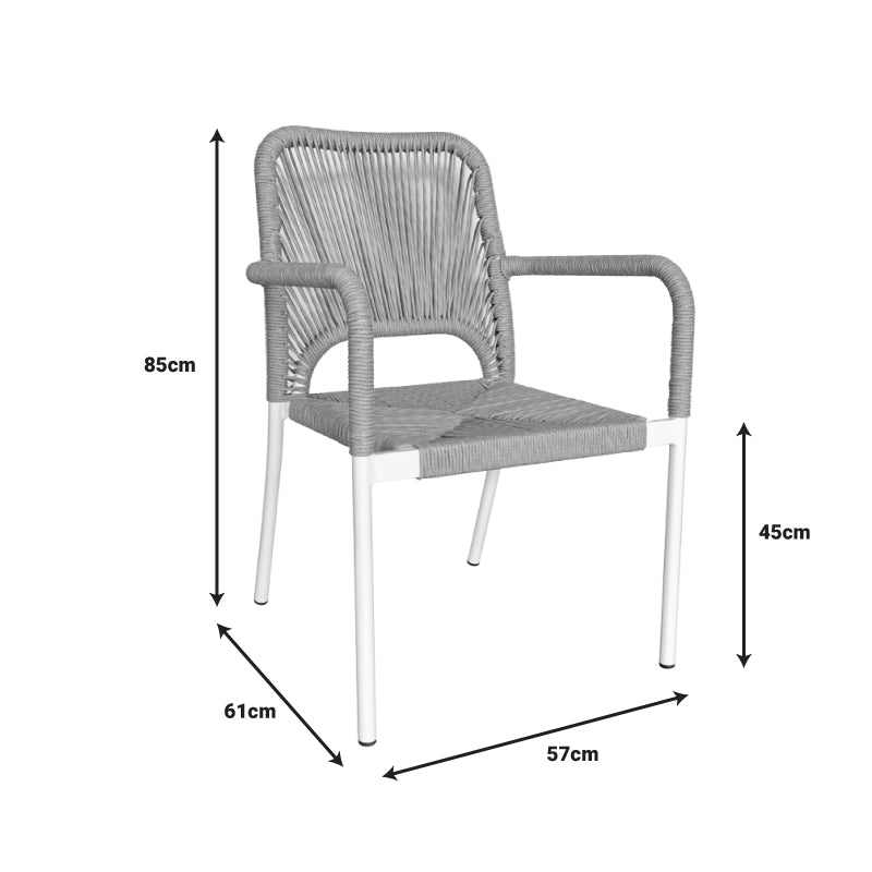 Комплект Kliton-Norture от 7бр алуминий в бял нюанс с маса150x80x74см
