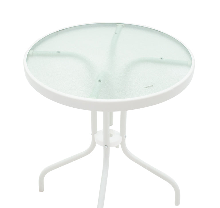 Трапезна маса Valor-Confidence B комплект от 3бр/ метал в бял нюанс с маса D60x70cm