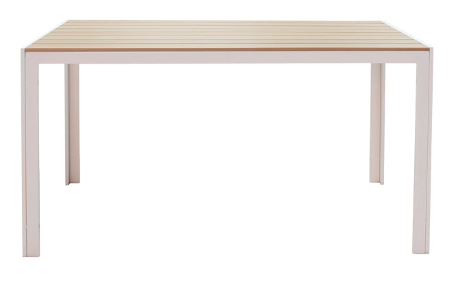 Трапезна маса Nares-Raven Комплект от 5бр. бял алуминий в естествен нюанс с маса 140x80x72.5см