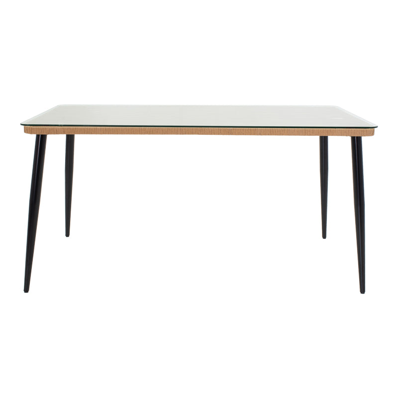 Градински комплект Naoki X от 7бр. ратан pe в естествен нюанс и черен метал маса 160x90x78см