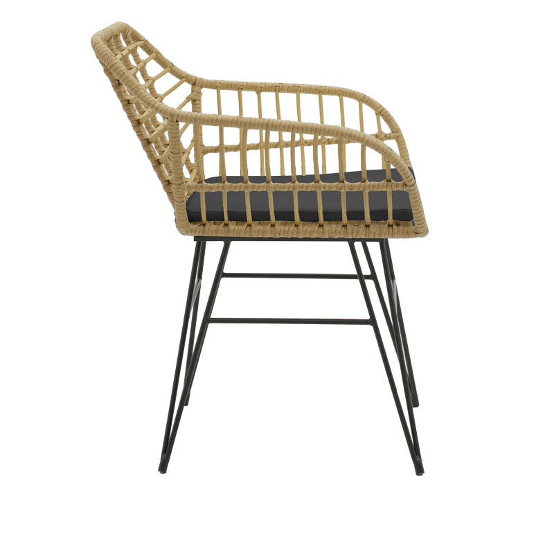 Градински комплект Naoki X от 7бр. ратан pe в естествен нюанс и черен метал маса 160x90x78см