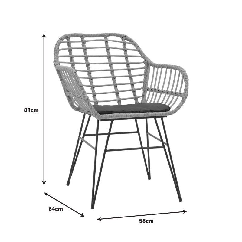 Градински комплект Naoki X от 7бр. ратан pe в естествен нюанс и черен метал маса 160x90x78см