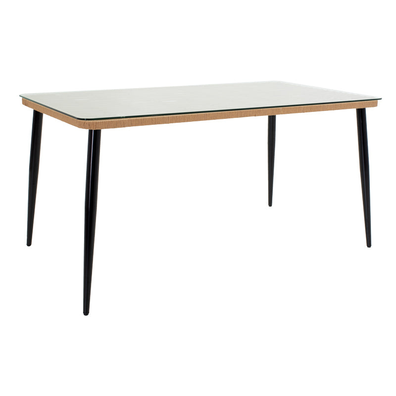 Комплект градински Naoki U от 5бр ратан пе в естествен нюанс и черен метал маса160x90x78см