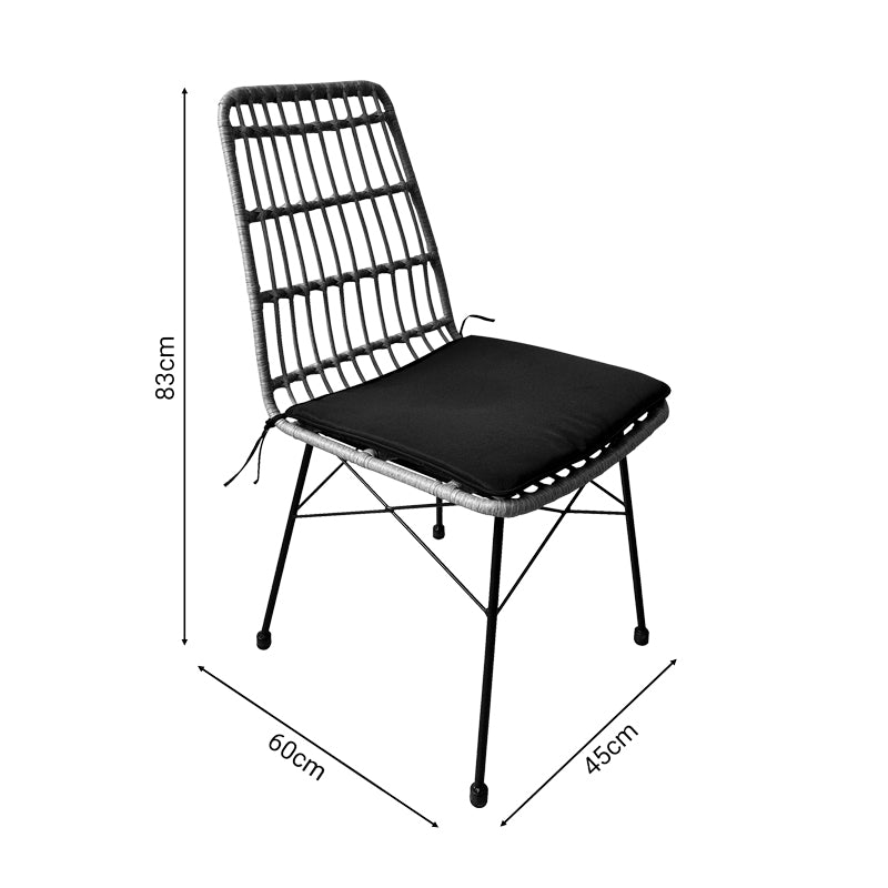 Комплект трапезна маса Naoki U от 7бр.ратан pe в естествен нюанс и черен метал маса160x90x78см