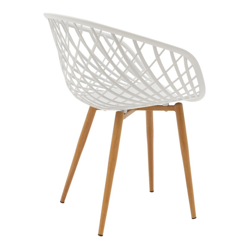 Комплект трапезна маса elijah-ezra от 3 pp-pu в бял цвят с естествени крака φ60x74см