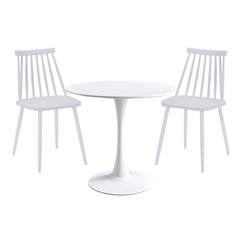Комплект трапезна маса Elijah-Aurora I от 3 стр. в бял цвят Φ60x74см