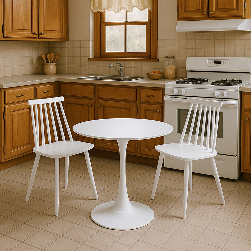 Комплект трапезна маса Elijah-Aurora I от 3 стр. в бял цвят Φ60x74см