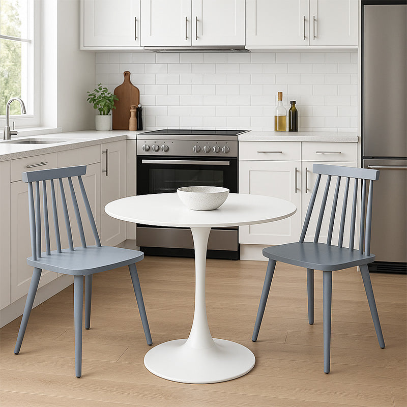 Комплект трапезна маса Elijah-Aurora I от 3 стр. в бяло-сив цвят Φ60x74см