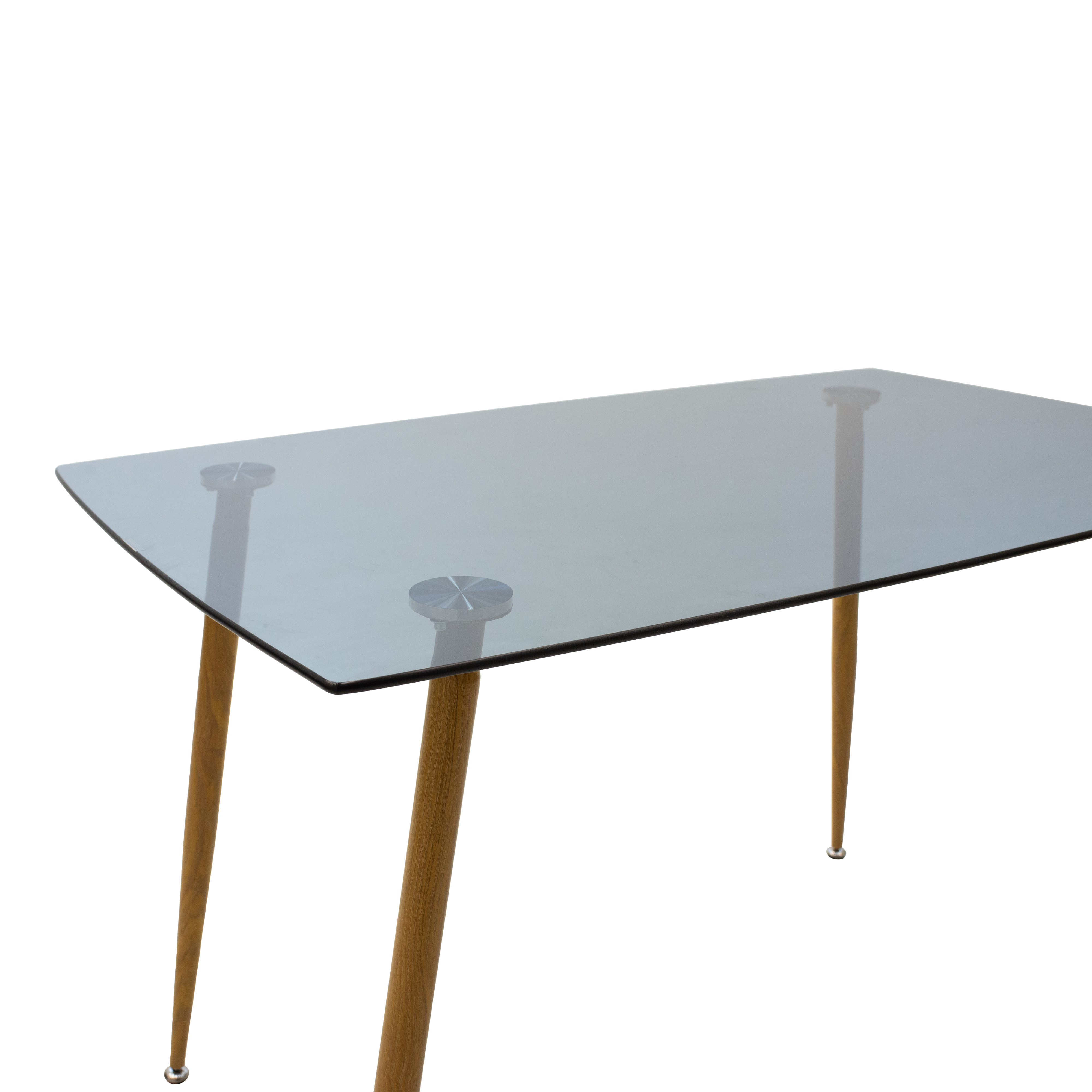 Трапезна маса chloe-aurora i комплект от 5 части стъкло 8мм антрацит - натурален черен крак 120х70х75см