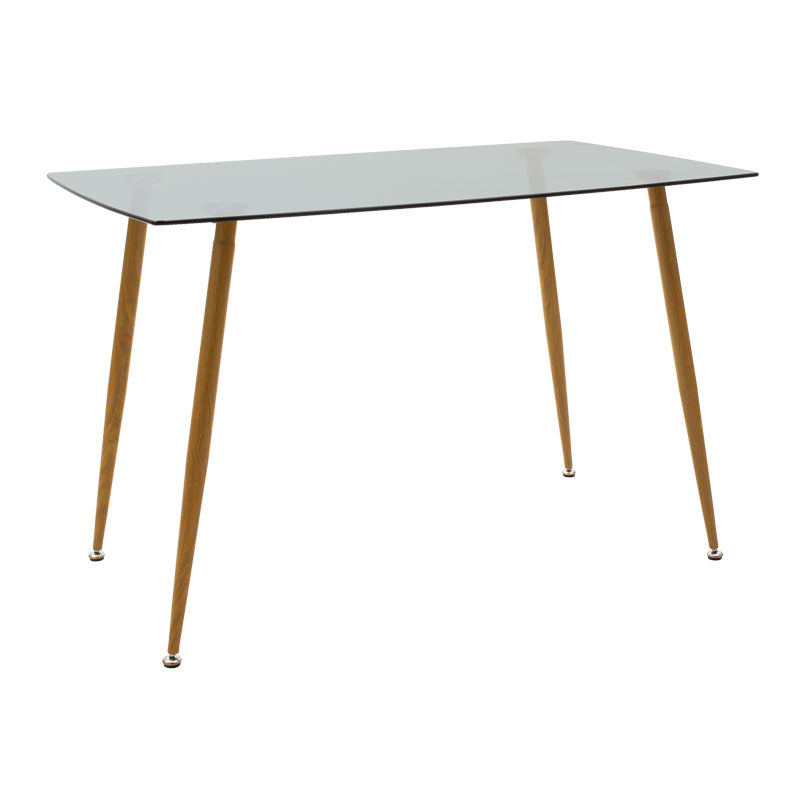 Комплект трапезна маса chloe-caron от 5 части, 8мм стъкло антрацит - естествен крак 120х70х75см