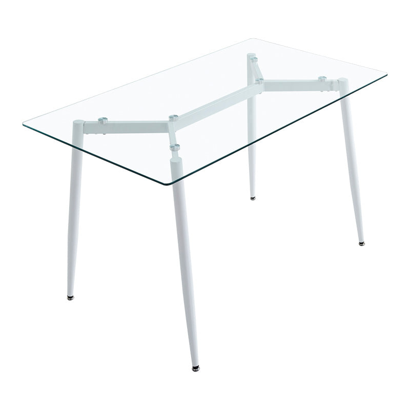 Комплект трапезна маса quana-gaston от 5 части стъкло 8мм прозрачно - бяло 120x70x75см