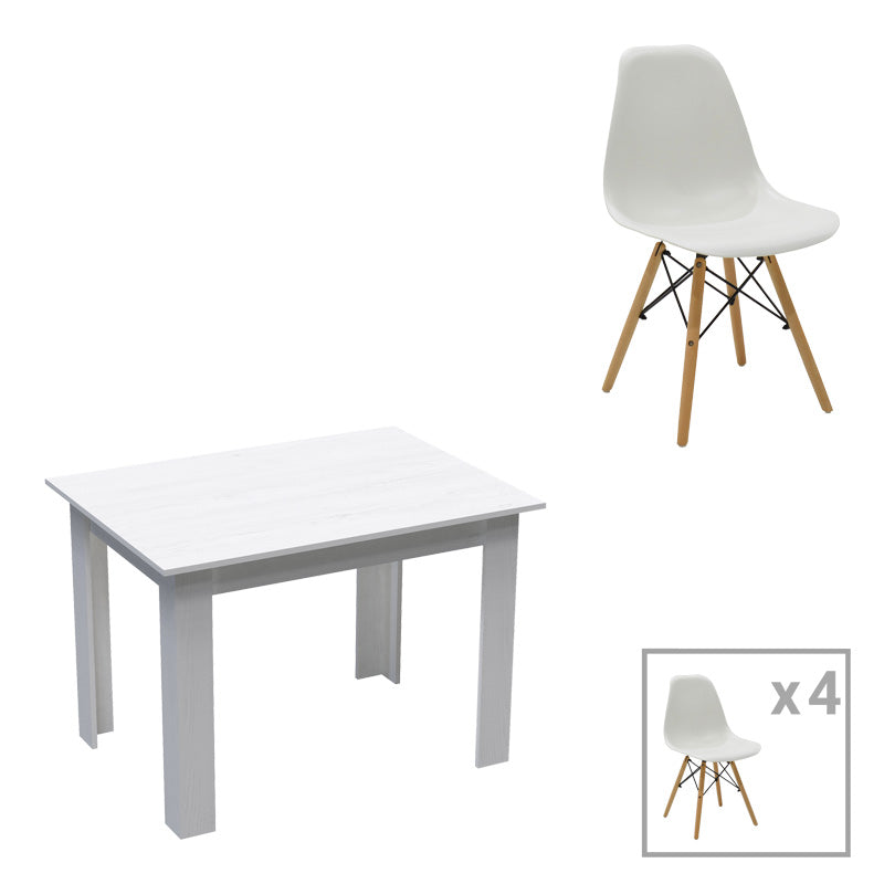 Комплект трапезна маса от 5 части manka-julita в бял цвят 110x80x77см